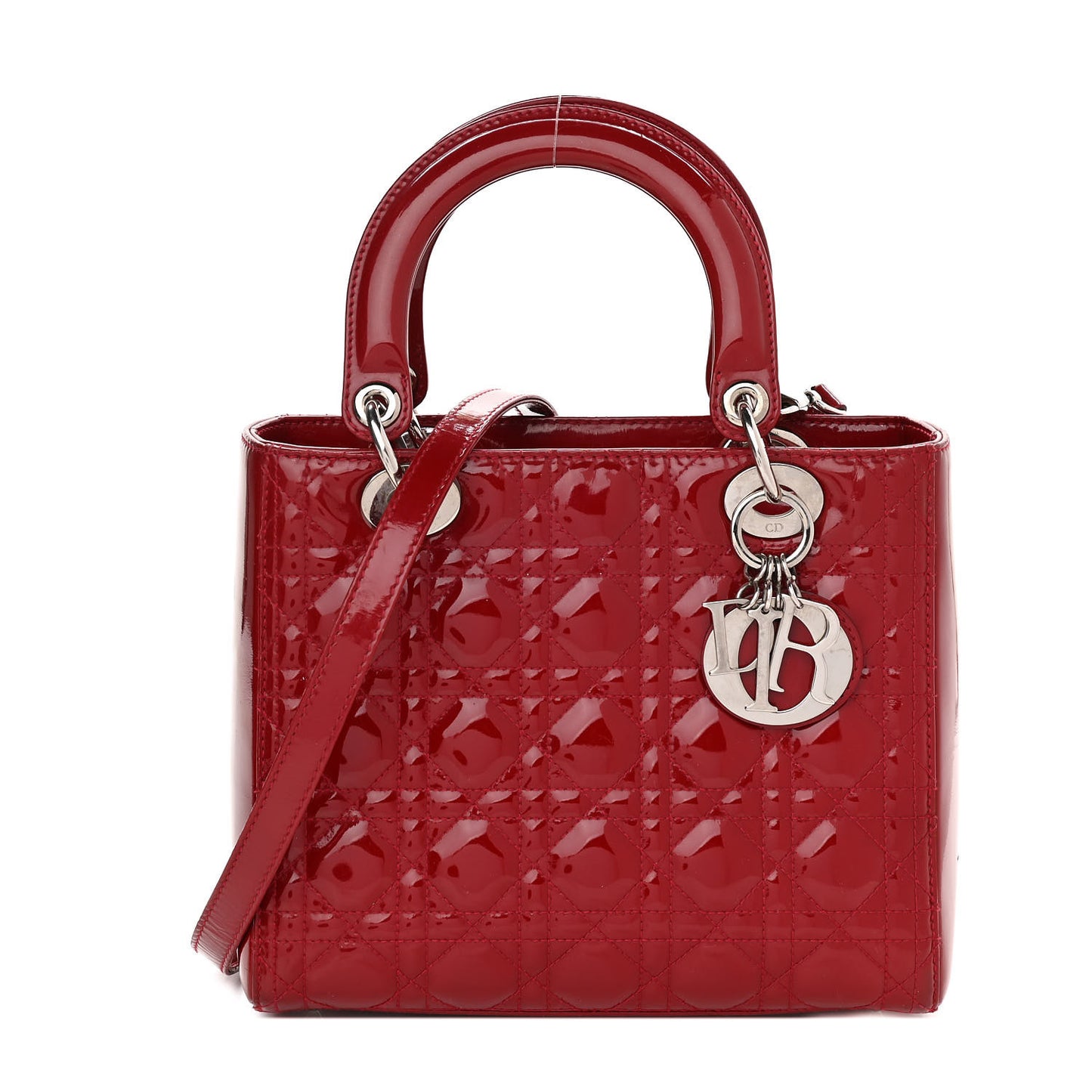 Patent Cannage Medium Lady Dior Red