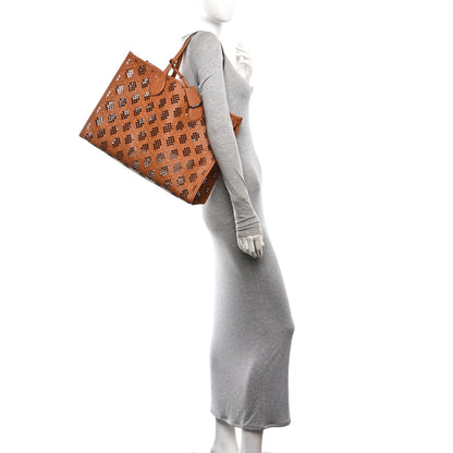 Gucci Calfskin GG Monogram Diamond Cut Medium Ophidia Tote Bag Brown 2 of 10