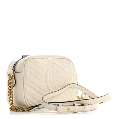 Gucci Calfskin Matelasse Small GG Marmont Chain Shoulder Bag White 3 of 10