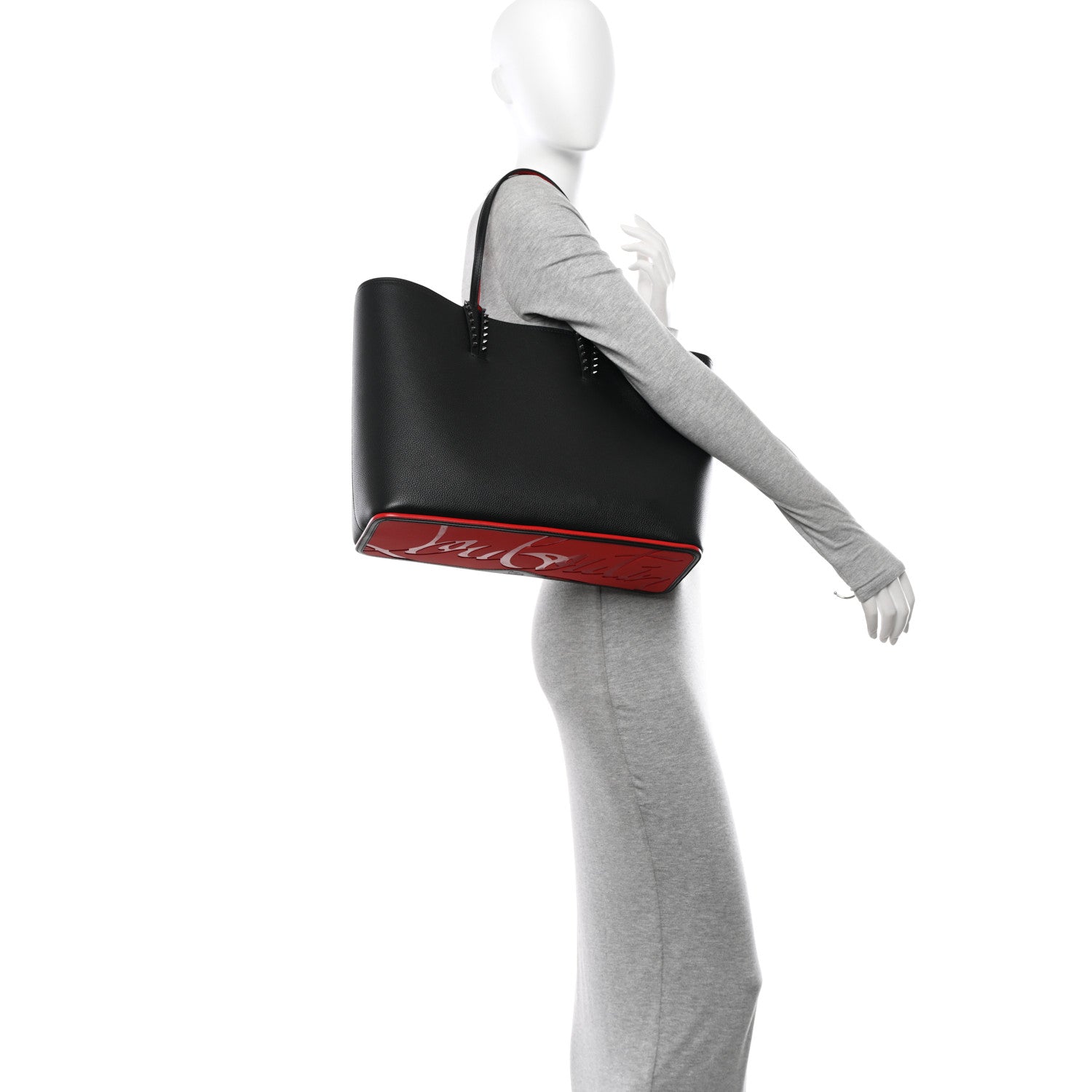 Christian Louboutin Calfskin Spikes East West Cabata Tote Black 2 of 11