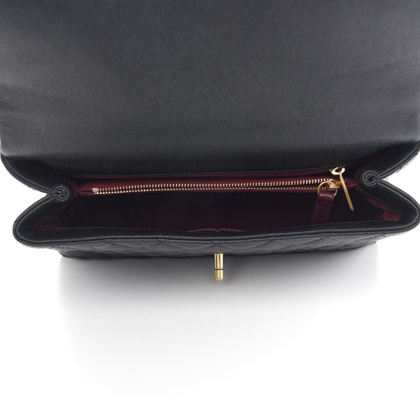 Caviar Quilted Small Coco Handle Flap Black