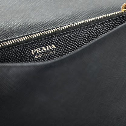 Prada Saffiano Metal Bar Continental Flap Wallet Black 6 of 6