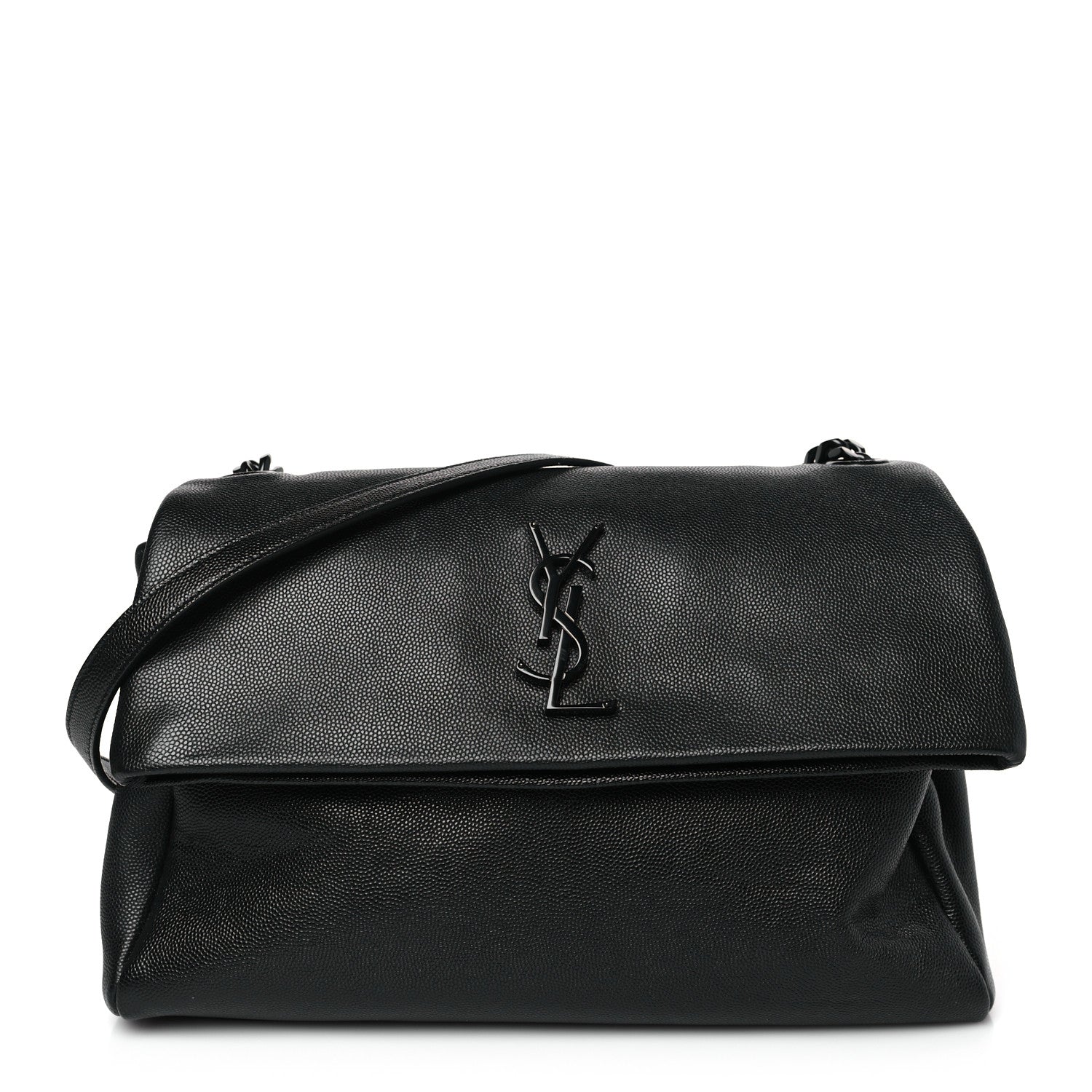 Saint Laurent Grain De Poudre Medium West Hollywood Monogram Fold-Over Black 1 of 8