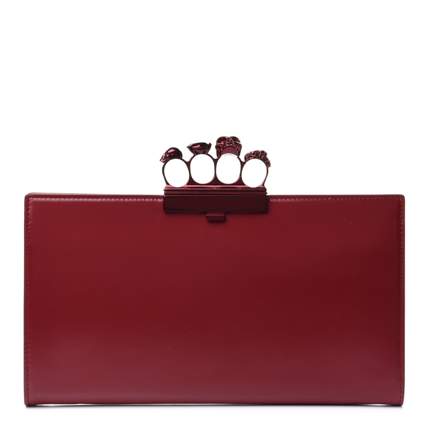 Calfskin Knuckle Flat Clutch Oxblood