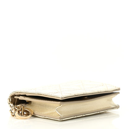 Christian Dior Metallic Lambskin Cannage DiorAmour Lady Dior Card Holder Gold 4 of 7