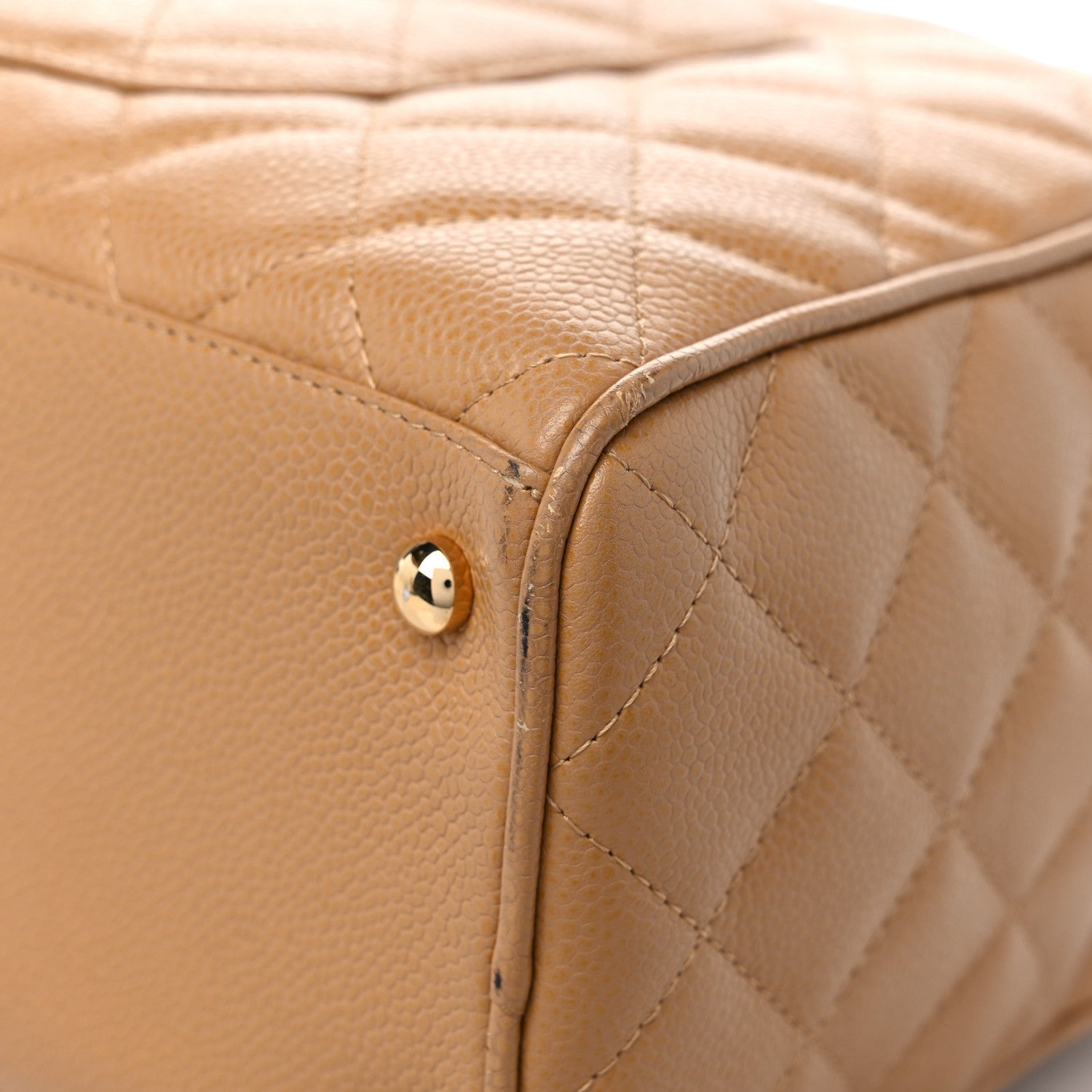 Chanel Caviar Quilted Large Bowler Bag Beige 12 of 14