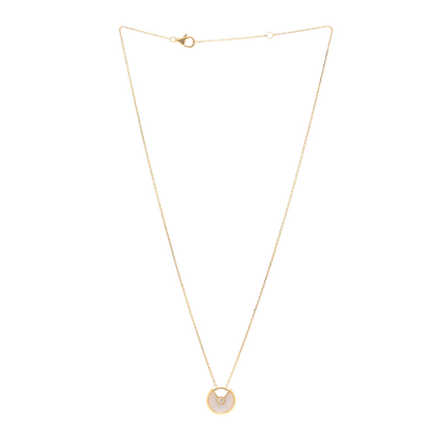 18K Yellow Gold Diamond Mother of Pearl XS Amulette de Cartier Pendant Necklace