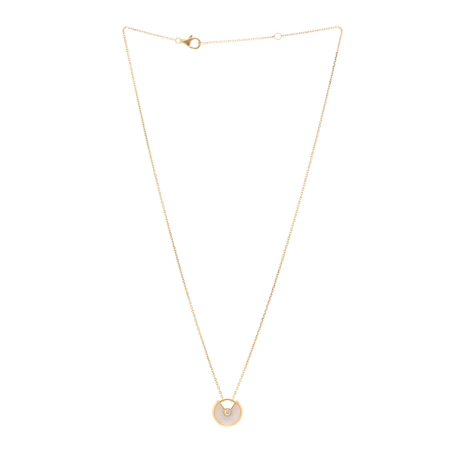 Cartier 18K Yellow Gold Diamond Mother of Pearl XS Amulette de Cartier Pendant Necklace 3 of 5