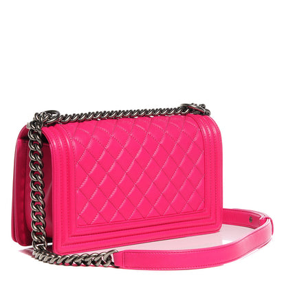 Chanel Lambskin Quilted Medium Boy Flap Fuchsia 3 of 8
