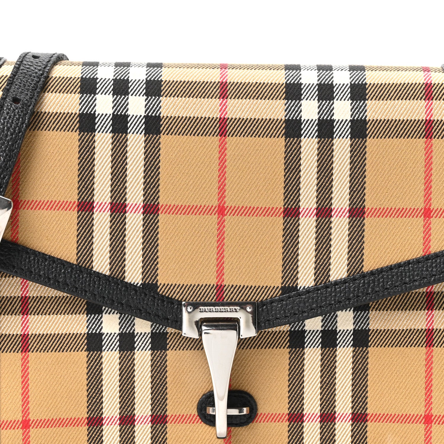 Burberry Grainy Calfskin Vintage Check Small Macken Crossbody Bag Black 8 of 10