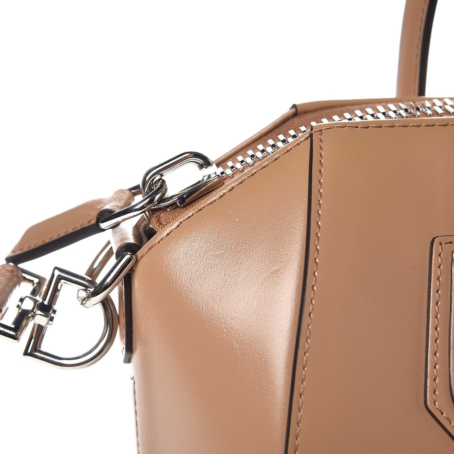 Shiny Lord Calfskin Small Antigona Dark Beige