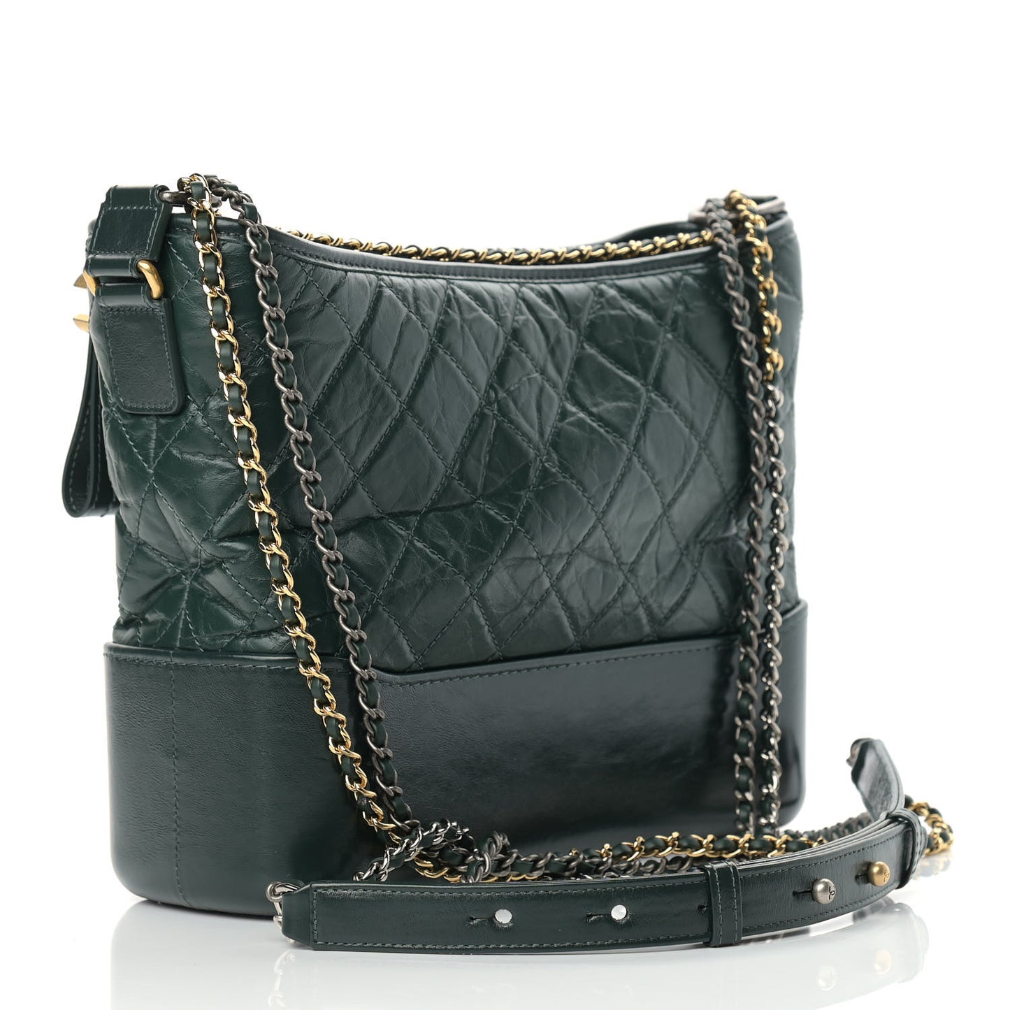Aged Calfskin Quilted Medium Gabrielle Hobo Dark Green