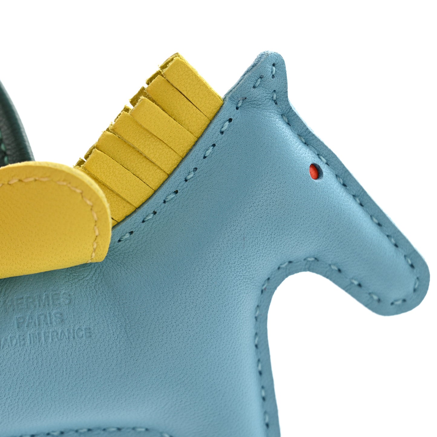 Milo Lambskin Grigri Rodeo Horse Bag Charm PM Bleu Celeste Lime Malachite