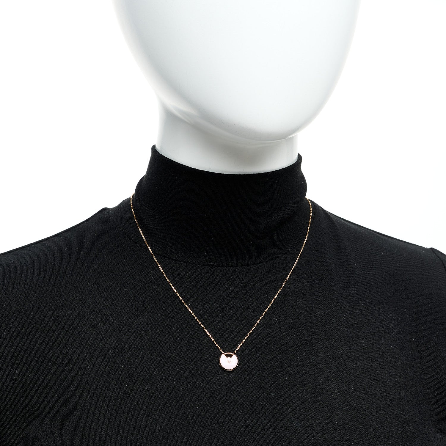 Cartier 18K Pink Gold Diamond Pink Opal XS Amulette de Cartier Pendant Necklace 2 of 5