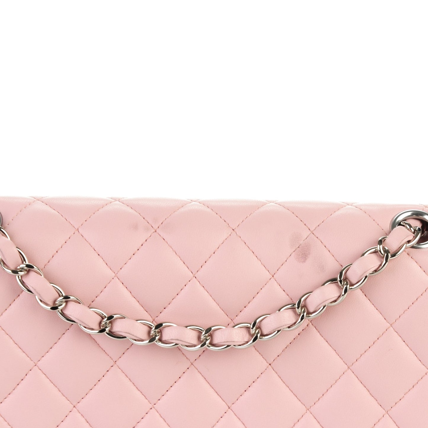 Lambskin Quilted Medium Double Flap Light Pink