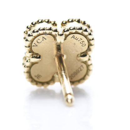 Van Cleef & Arpels 18K Yellow Gold Mother of Pearl Sweet Alhambra Earrings 4 of 5
