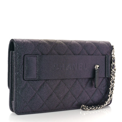 Chanel Iridescent Caviar Quilted Classic Pouch Clutch Black 3 of 11
