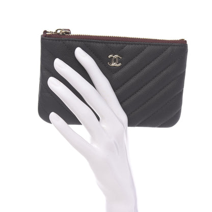 Chanel Caviar Chevron Quilted Small Cosmetic Case Black 2 of 8