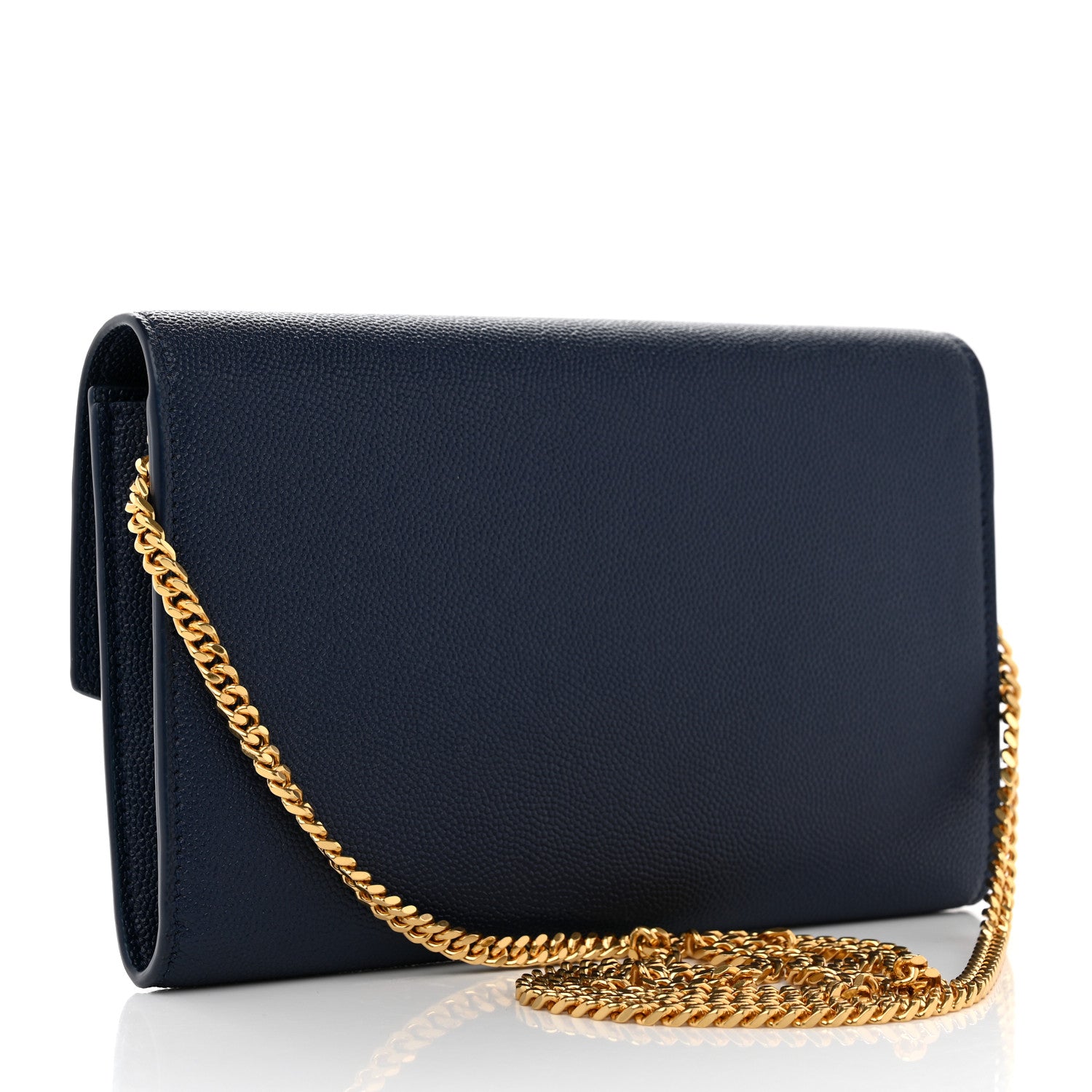 Saint Laurent Grain De Poudre Monogram Uptown Chain Wallet Blue Charron 3 of 8