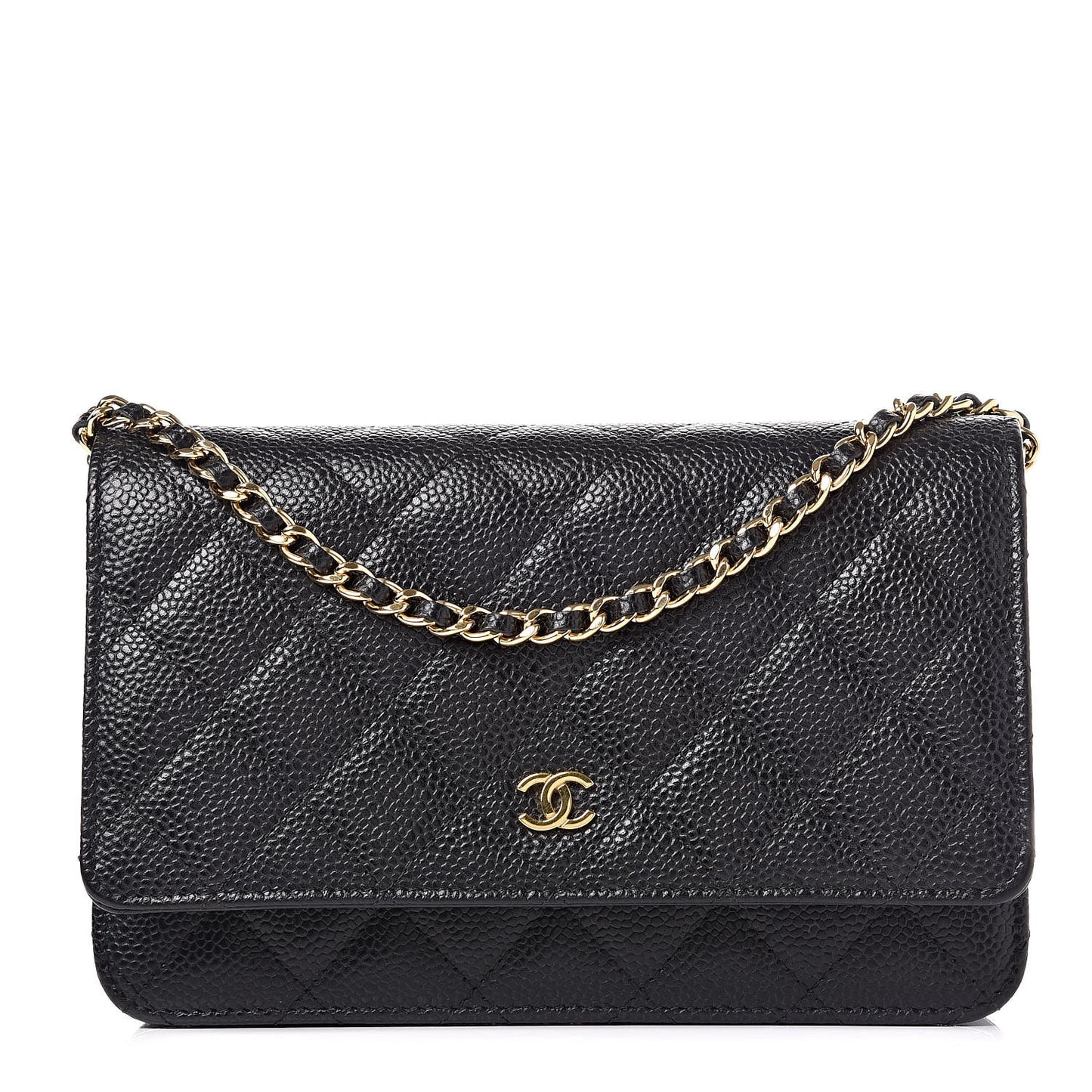 Caviar Quilted Wallet On Chain WOC Black