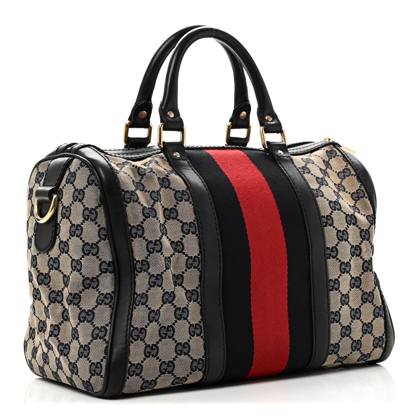 Monogram Selleria Calfskin Vintage Web Medium Boston Beige Blue