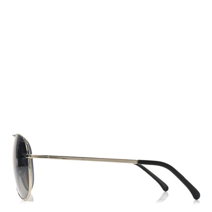 Chanel Metal Polarized CC Aviator Sunglasses 4189-T-Q Silver 3 of 7