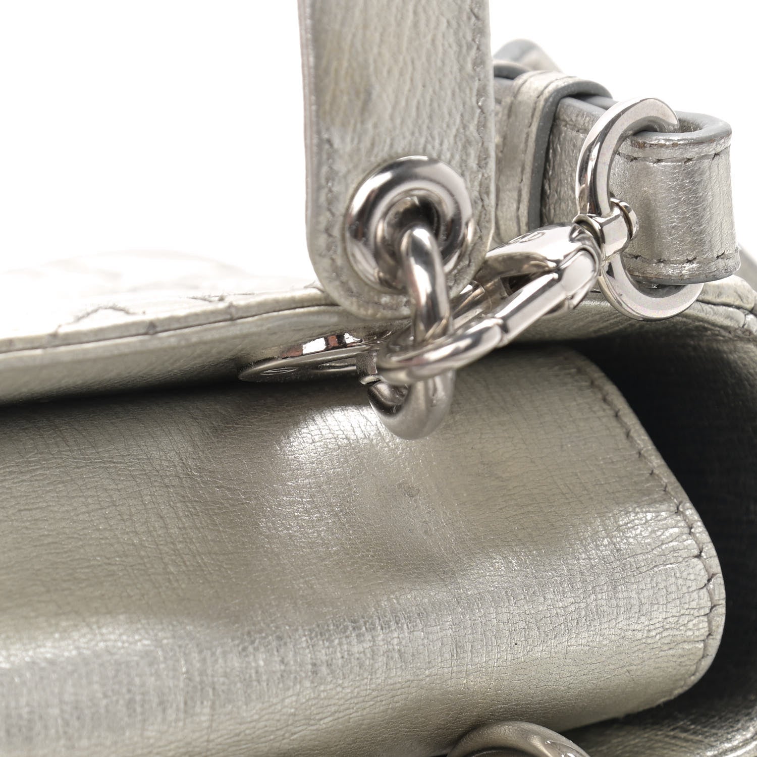 Christian Dior Metallic Grained Calfskin Cannage Small Lucky Badges My Lady Dior Silver 10 of 10