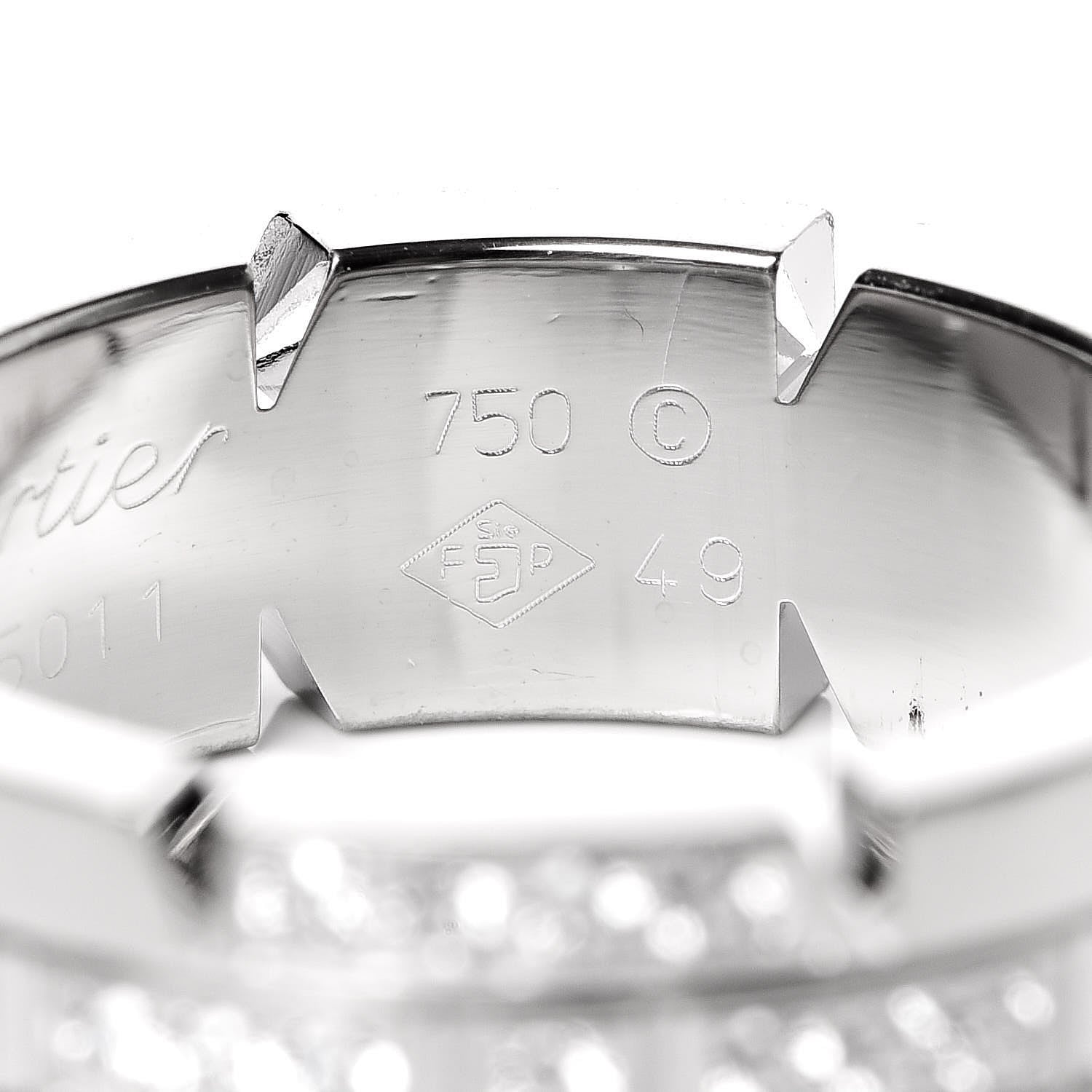 Cartier 18K White Gold Diamond Tank Francaise Band Ring 49 4.75 4 of 5