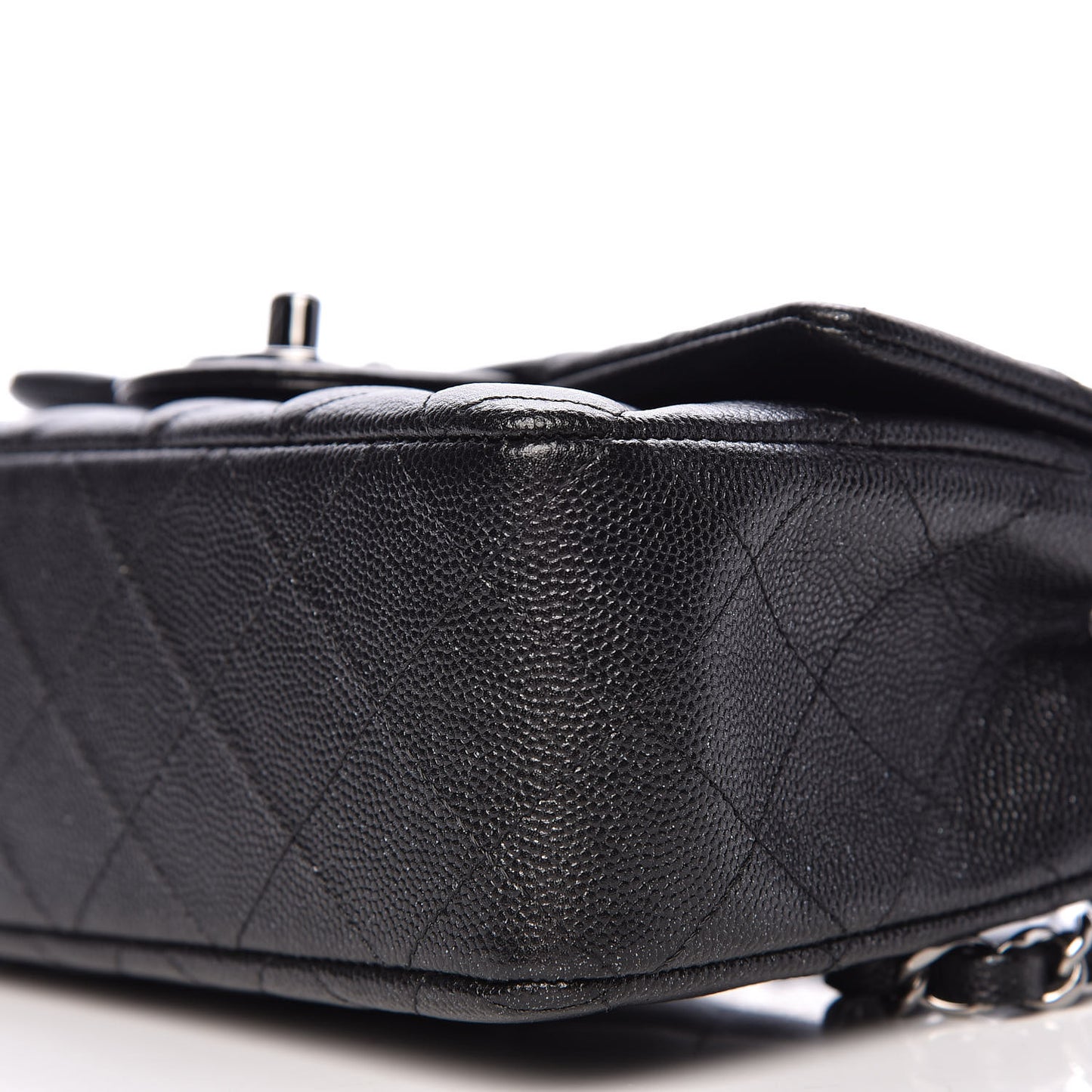 Iridescent Caviar Quilted Mini Rectangular Flap Black