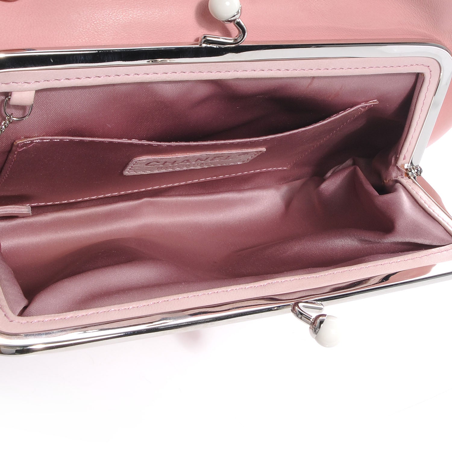 Chanel Lambskin Quilted Resin Pearl Clasp Clutch Pink 6 of 8