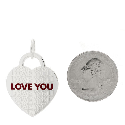 Tiffany Sterling Silver Enamel LOVE YOU Heart Charm Red 2 of 3