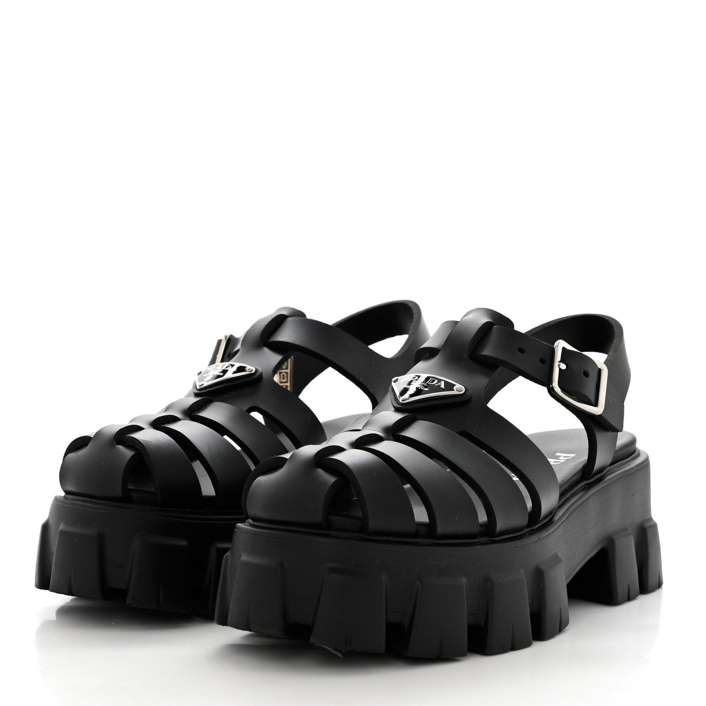 Foam Rubber Triangle Logo Monolith 55mm Cage Sandals 37 Black