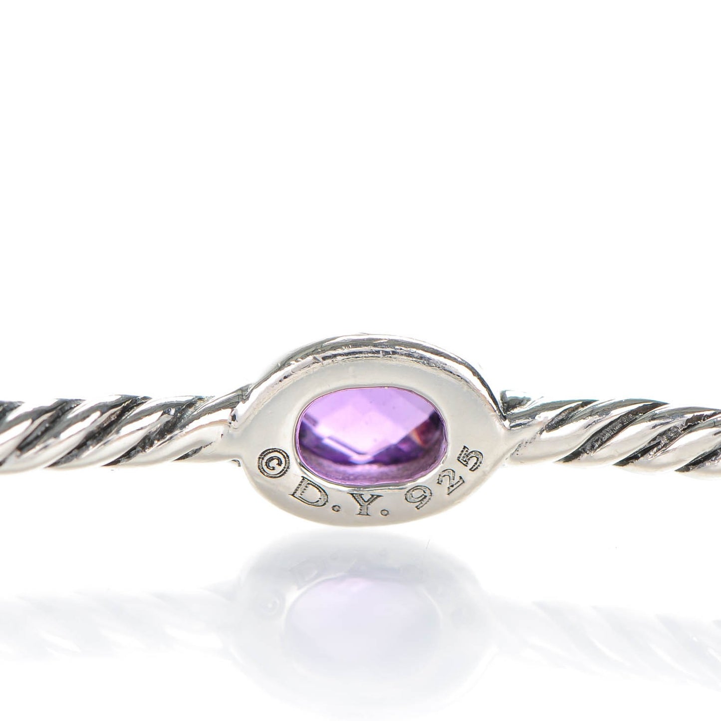 Sterling Silver Amethyst Color Classics Cable Bangle Bracelet Set of 2