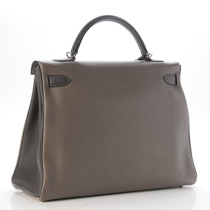 Hermes Togo Horseshoe Tri Color Kelly Retourne 40 Etain Gris Tourterelle Graphite 6 of 41