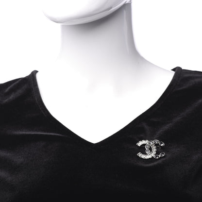 Chanel Baguette Crystal CC Brooch Silver Black 2 of 5