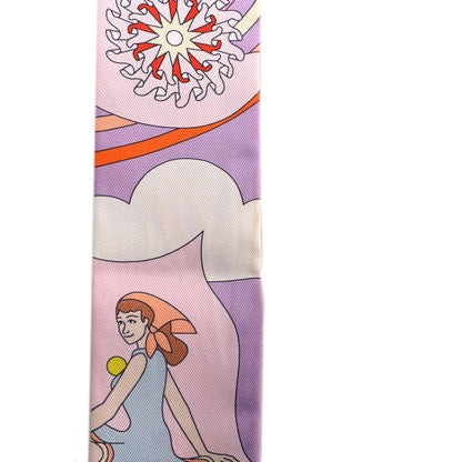 Hermes Silk Carres Volants Twilly Lilas Rose Pale Orange 5 of 5