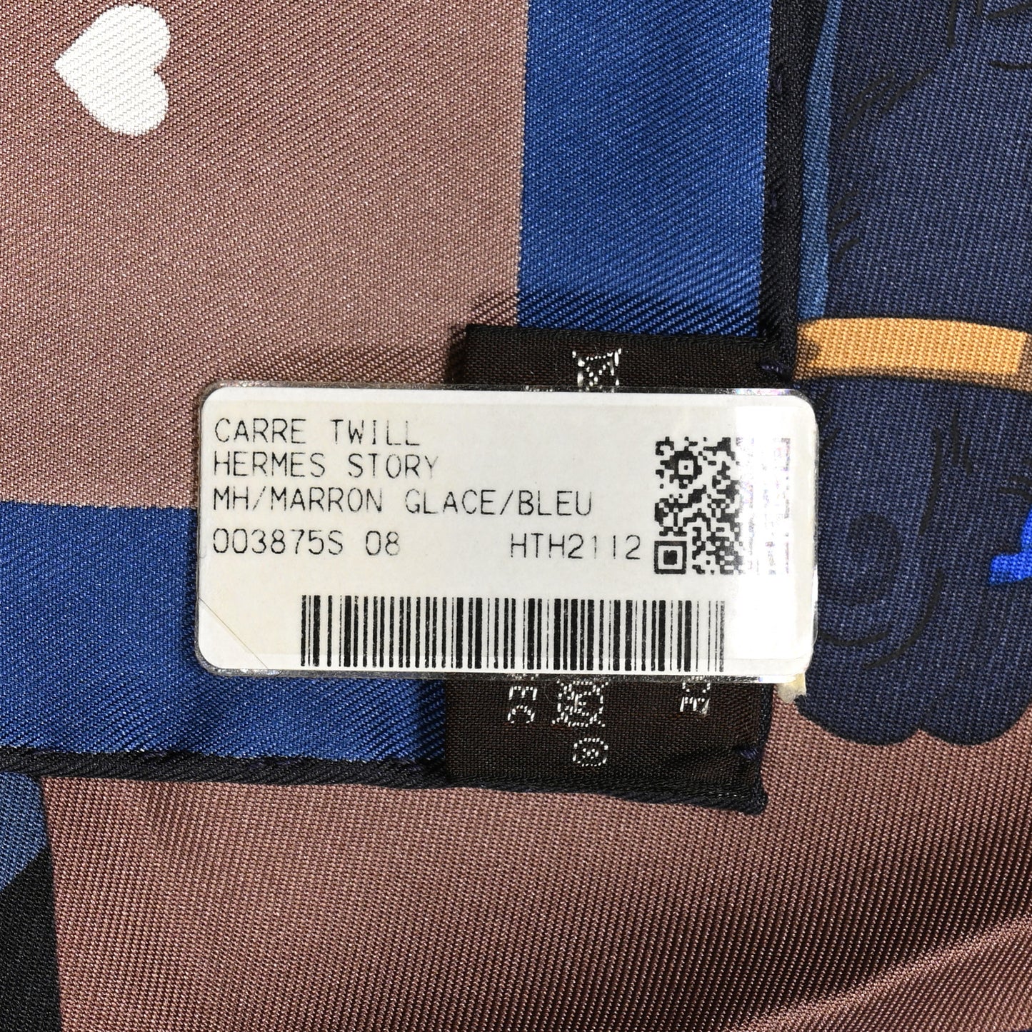 Silk Hermes Story Scarf 90 Marron Glace Bleu