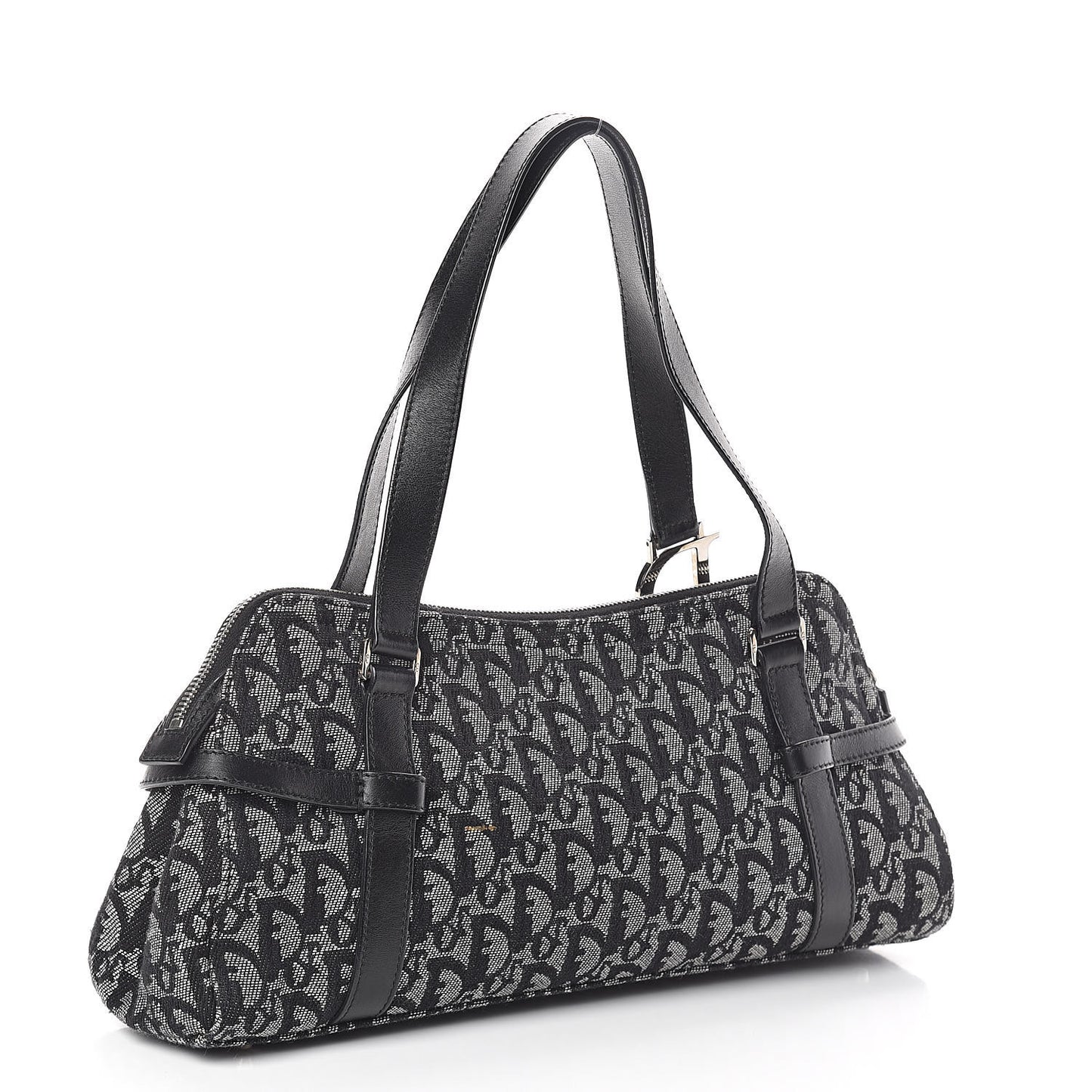 Denim Monogram Charms Shoulder Bag Black