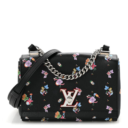 Louis Vuitton Soft Calfskin Lockme II Floral Chain Bag BB Black 1 of 11