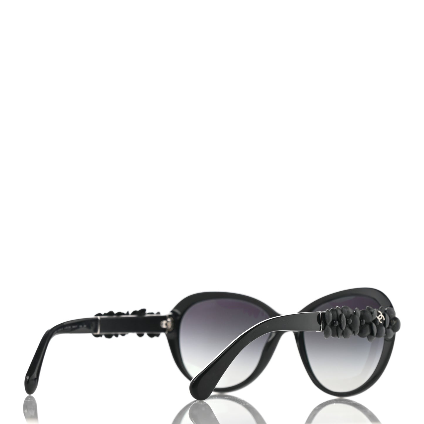 Acetate Lambskin Camellia CC Sunglasses 5316-Q Black