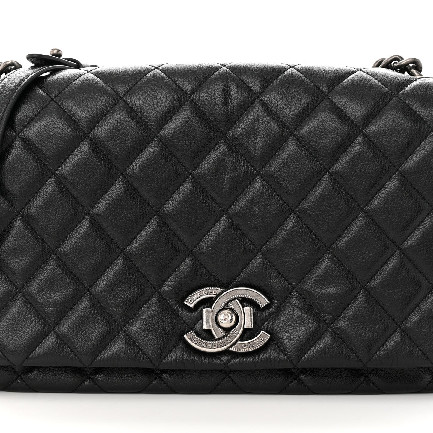 Goatskin Quilted Large City Rock Flap Black