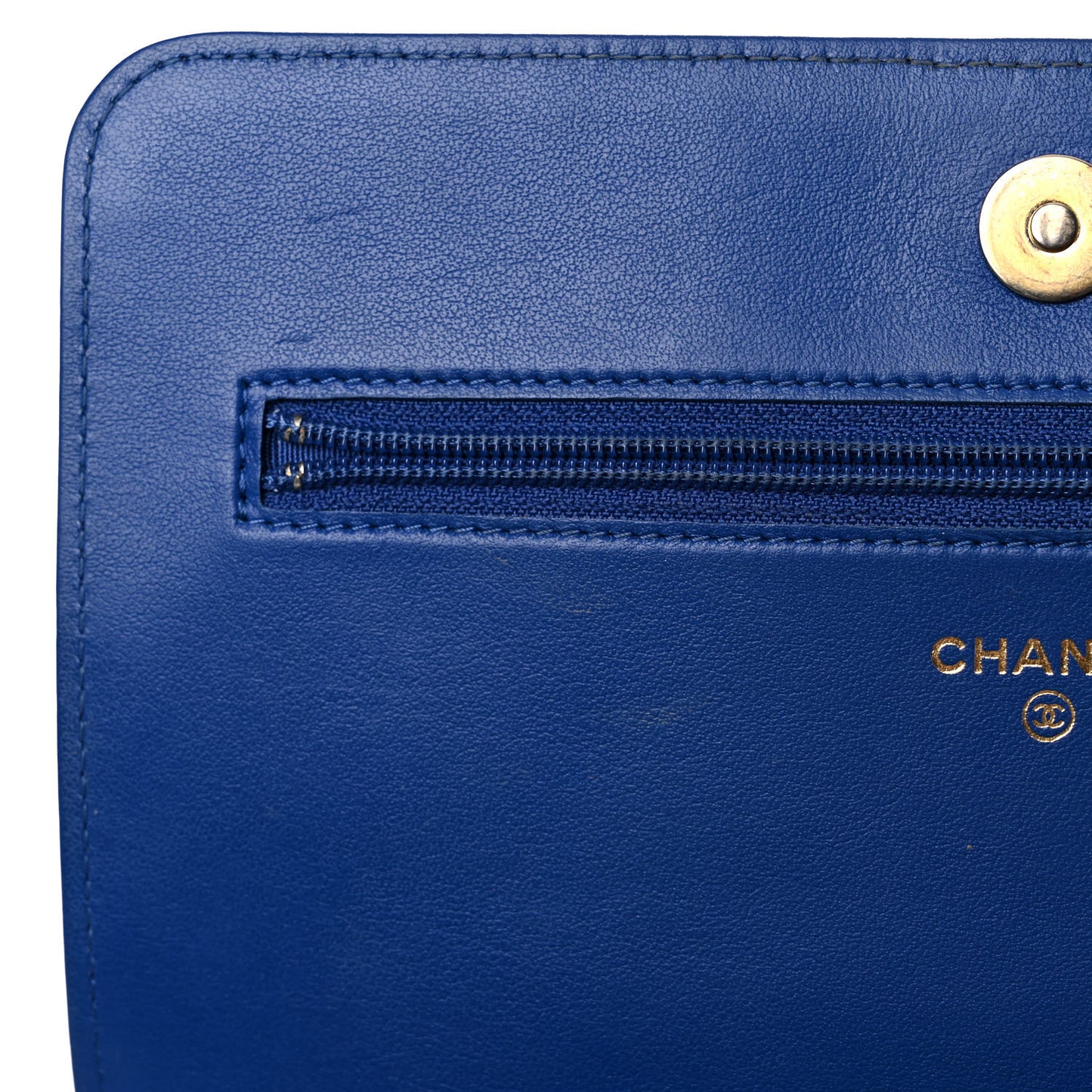 Caviar Quilted Boy Wallet On Chain WOC Blue