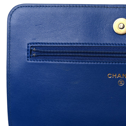 Chanel Caviar Quilted Boy Wallet On Chain WOC Blue 13 of 18