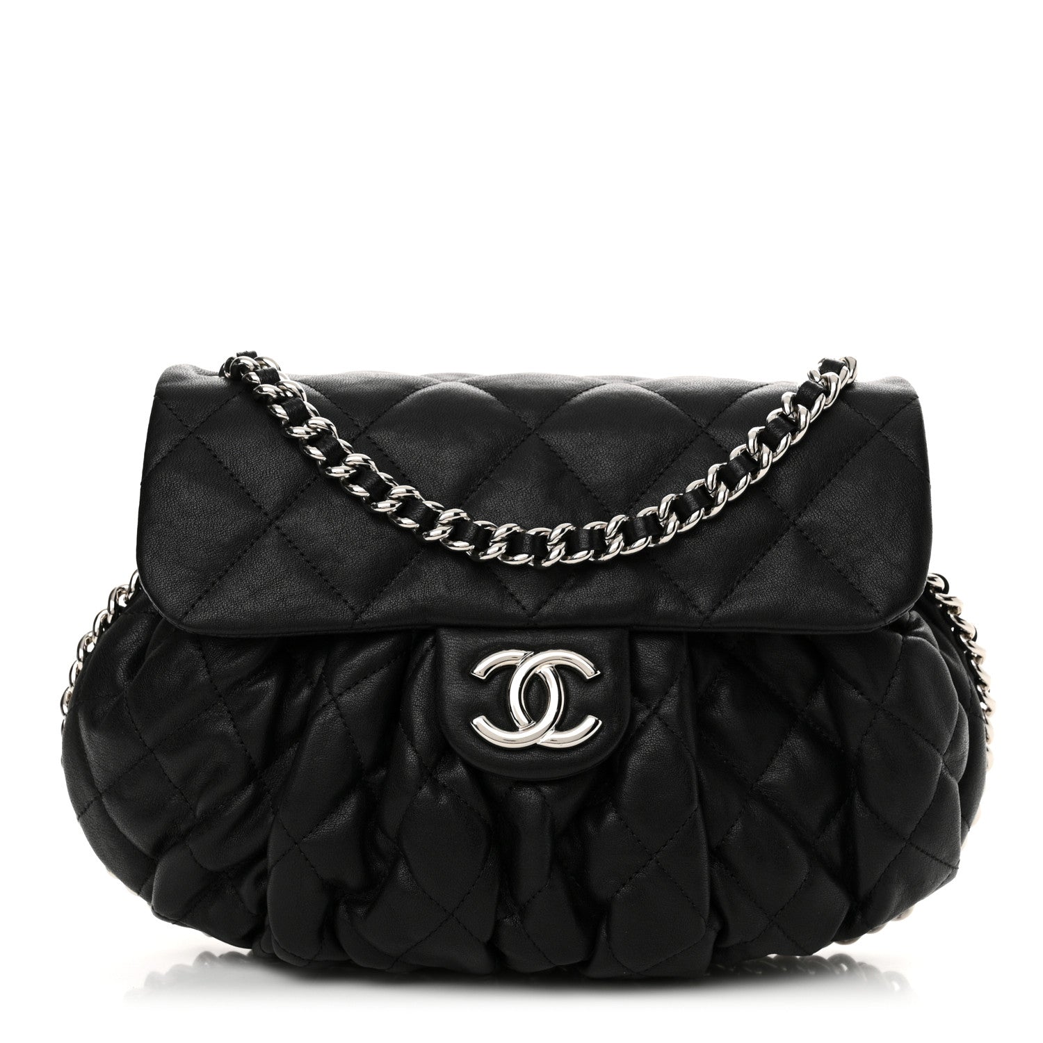 Chanel Washed Lambskin Quilted Medium Chain Around Messenger Black 1 of 11