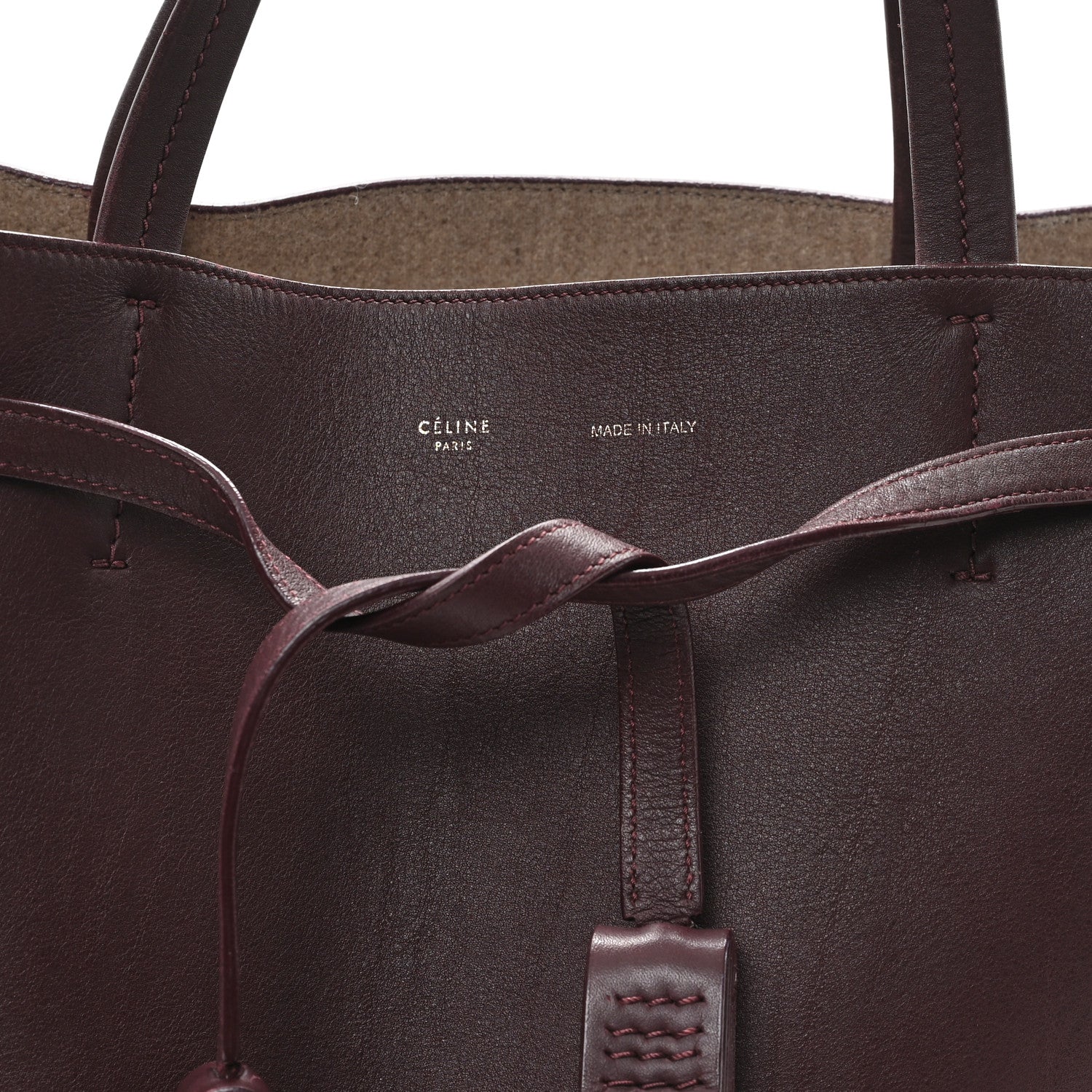 Celine Soft Calfskin Medium Belt Cabas Phantom Burgundy 7 of 10