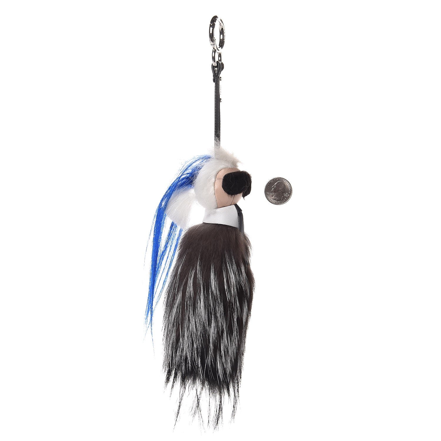 Fendi Mink Fox Goat Fur Mini Karlito Bag Charm Blue 2 of 4