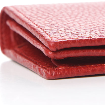 Gucci Pebbled Calfskin GG Marmont Card Case Hibiscus Red 8 of 9