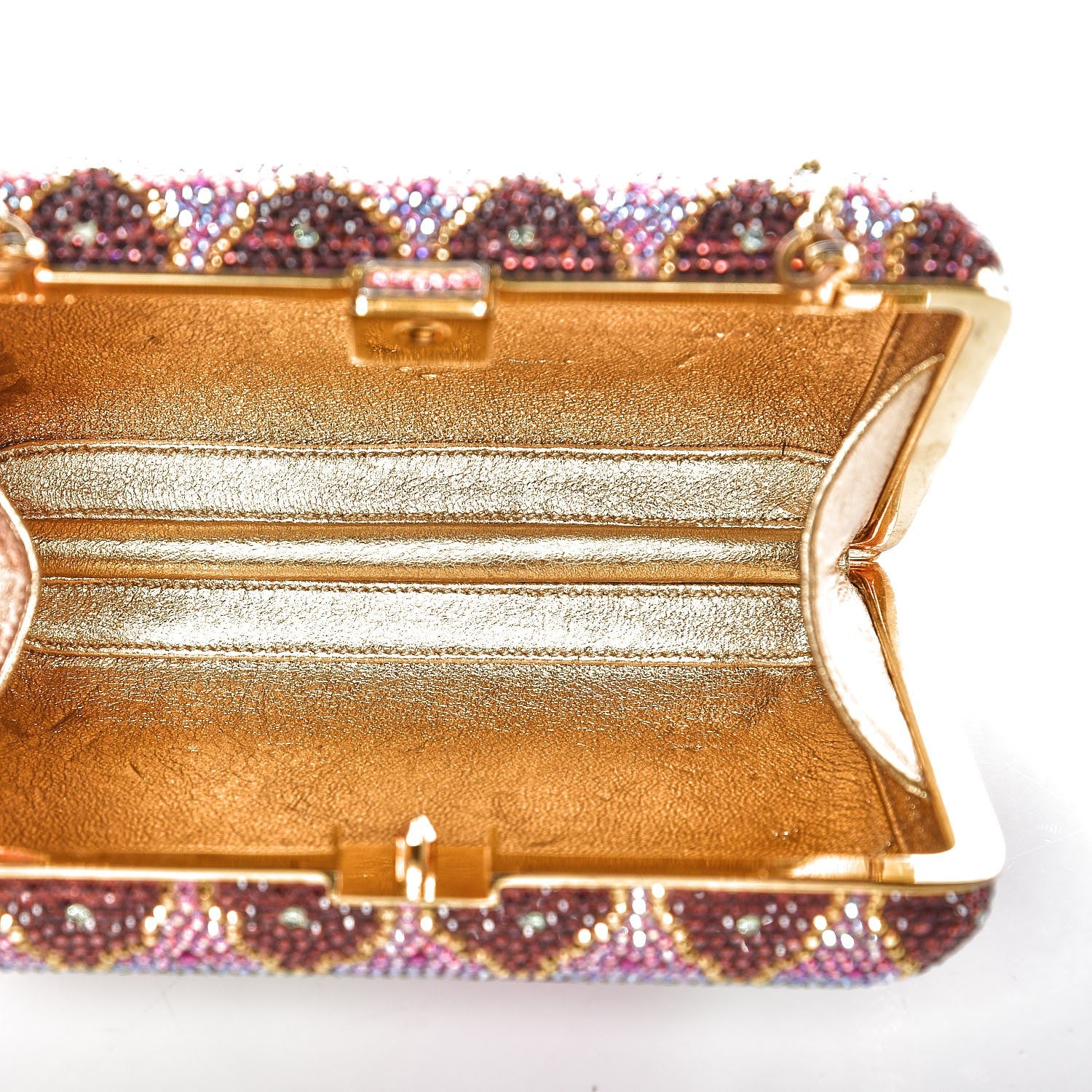 Judith Leiber Swarovski Crystal Flower Minaudiere Clutch Gold 6 of 10