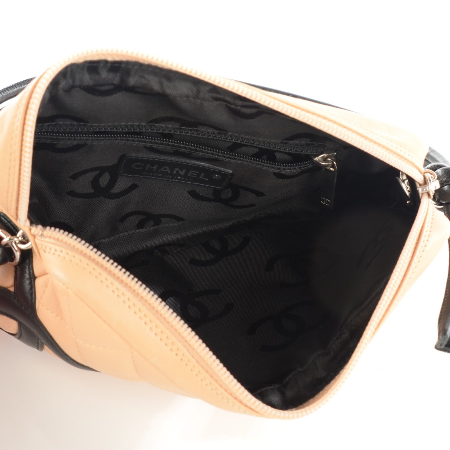 Calfskin Quilted Cambon Pochette Beige