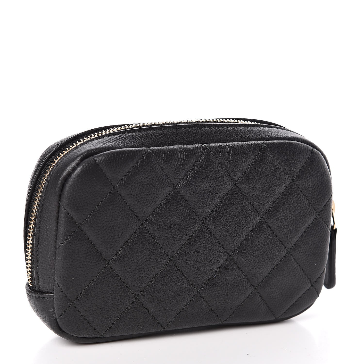 Chanel Caviar Quilted Small Curvy Pouch Cosmetic Case Black 3 of 8